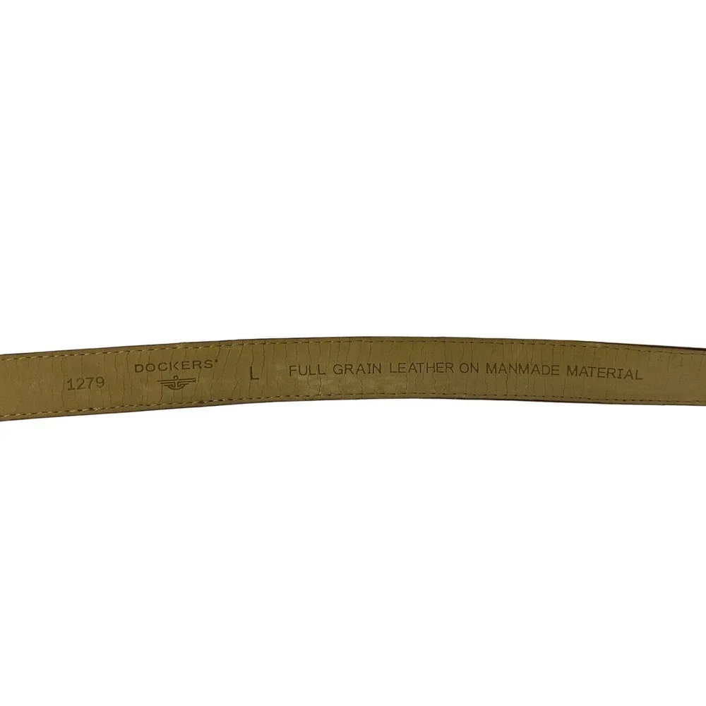 Dockers Mens Brown Full Grain Leather Floral Embroidered Belt Size L 1279 Brass